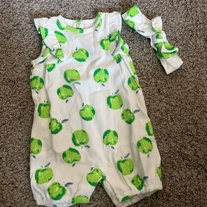 Green Apple Print Kids One Piece